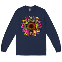 Navy tie dye leopard sunflower Long Sleeve Tee - Artiststas