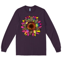 Plum tie dye leopard sunflower Long Sleeve Tee - Artiststas