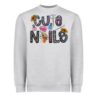 Heather Grey cute nails Heavyweight Sweatshirt - CowhideDigitalArt