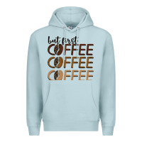 Blue Mist but first coffee coffee coffee Premium Hoodie - BarkalooDesign