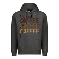Charcoal Heather but first coffee coffee coffee Premium Hoodie - BarkalooDesign