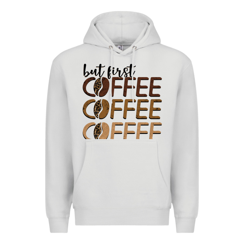 But First Coffee Coffee Coffee Premium Hoodie by BarkalooDesign | Teevron