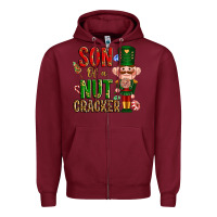Burgundy Christmas son of a nutcracker Zipper Hoodie - NancyCooperArtShop