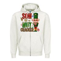 Oatmeal Heather Christmas son of a nutcracker Zipper Hoodie - NancyCooperArtShop
