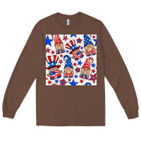 Chestnut 4th of july patriotic gnome seamless pattern Long Sleeve Tee - BundleAndBundleShop
