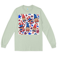 Matcha 4th of july patriotic gnome seamless pattern Long Sleeve Tee - BundleAndBundleShop