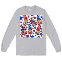 Moon Dust 4th of july patriotic gnome seamless pattern Long Sleeve Tee - BundleAndBundleShop