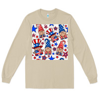 Mushroom 4th of july patriotic gnome seamless pattern Long Sleeve Tee - BundleAndBundleShop