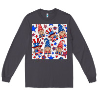 Smoke 4th of july patriotic gnome seamless pattern Long Sleeve Tee - BundleAndBundleShop