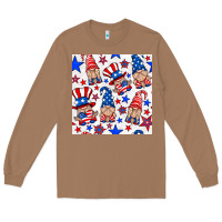 Toasted Coconut 4th of july patriotic gnome seamless pattern Long Sleeve Tee - BundleAndBundleShop
