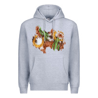 Heather Grey horseshoe cowhide cactus patch Premium Hoodie - AdoDesignShop