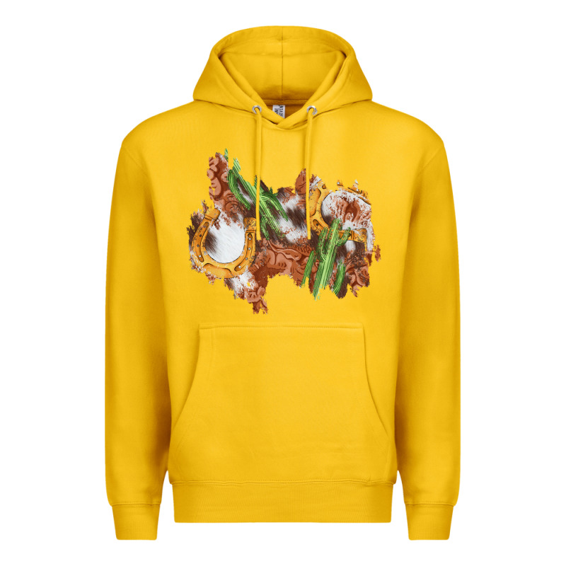 Horseshoe Cowhide Cactus Patch Premium Hoodie by AdoDesignShop | Teevron