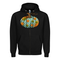 Black blue plaid autumn pumpkin Zipper Hoodie - Jasminsmagicworld