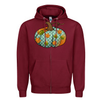 Burgundy blue plaid autumn pumpkin Zipper Hoodie - Jasminsmagicworld
