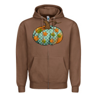 Chestnut blue plaid autumn pumpkin Zipper Hoodie - Jasminsmagicworld