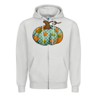 Dove Grey blue plaid autumn pumpkin Zipper Hoodie - Jasminsmagicworld