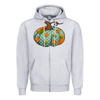Heather Grey blue plaid autumn pumpkin Zipper Hoodie - Jasminsmagicworld
