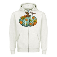 Oatmeal Heather blue plaid autumn pumpkin Zipper Hoodie - Jasminsmagicworld