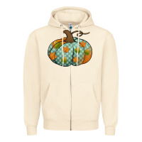 Sandshell blue plaid autumn pumpkin Zipper Hoodie - Jasminsmagicworld