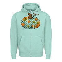 Seafoam blue plaid autumn pumpkin Zipper Hoodie - Jasminsmagicworld