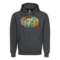 Smoke blue plaid autumn pumpkin Zipper Hoodie - Jasminsmagicworld