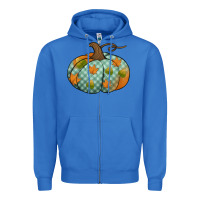True Royal blue plaid autumn pumpkin Zipper Hoodie - Jasminsmagicworld