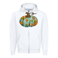 White blue plaid autumn pumpkin Zipper Hoodie - Jasminsmagicworld