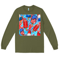Army Green 4th of july popsicle seamless pattern Long Sleeve Tee - BundleAndBundleShop