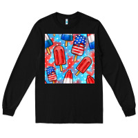 Black 4th of july popsicle seamless pattern Long Sleeve Tee - BundleAndBundleShop