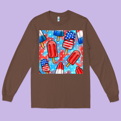 4th Of July Popsicle Seamless Pattern Long Sleeve Tee Designed By Bundleandbundleshop