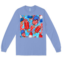 Colony Blue 4th of july popsicle seamless pattern Long Sleeve Tee - BundleAndBundleShop