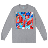 Heather Grey 4th of july popsicle seamless pattern Long Sleeve Tee - BundleAndBundleShop