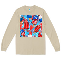 Mushroom 4th of july popsicle seamless pattern Long Sleeve Tee - BundleAndBundleShop