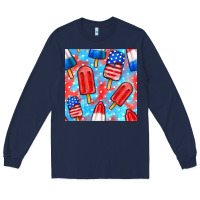 Navy 4th of july popsicle seamless pattern Long Sleeve Tee - BundleAndBundleShop