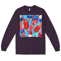 Plum 4th of july popsicle seamless pattern Long Sleeve Tee - BundleAndBundleShop