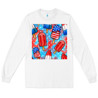 White 4th of july popsicle seamless pattern Long Sleeve Tee - BundleAndBundleShop