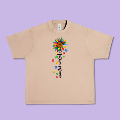 Autism Mama Sunflower Black Urban Heavy Tee Designed By Jahusdesignshop