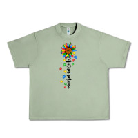Oil Green autism mama sunflower black Urban Heavy Tee - JahusDesignShop