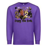 Purple 2024 happy new year black woman Premium Sweatshirt - MaliasSmallBusiness
