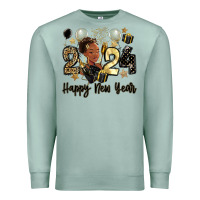 Seafoam 2024 happy new year black woman Premium Sweatshirt - MaliasSmallBusiness