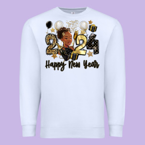 2024 Happy New Year Black Woman Premium Sweatshirt Designed By Maliassmallbusiness