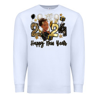 White 2024 happy new year black woman Premium Sweatshirt - MaliasSmallBusiness