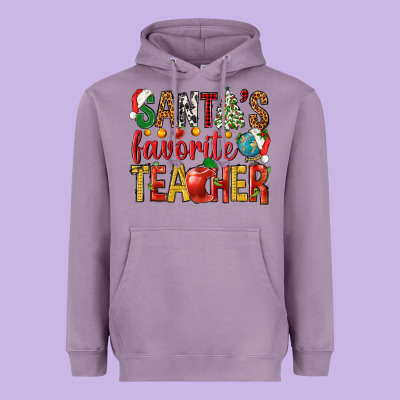 Santas Favorite Teacher Heavyweight Hoodie Designed By Nancycooperartshop