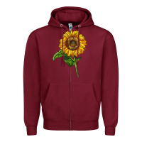 Burgundy mammoth sunflower Zipper Hoodie - LillyAllenDesigns