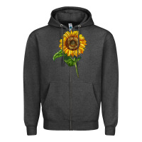 Charcoal Heather mammoth sunflower Zipper Hoodie - LillyAllenDesigns