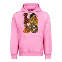 Fuchsia Pink Love Fall with afro woman Urban Hoodie - NancyCooperArtShop