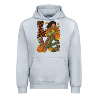 Heather Grey Love Fall with afro woman Urban Hoodie - NancyCooperArtShop