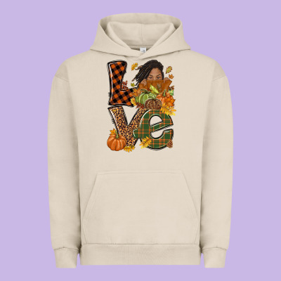 Love Fall With Afro Woman Urban Hoodie Designed By Nancycooperartshop