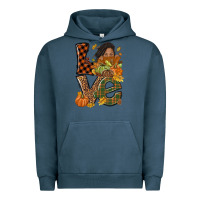 Pigment Midnight Navy Love Fall with afro woman Urban Hoodie - NancyCooperArtShop