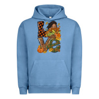 Pigment Pebble Blue Love Fall with afro woman Urban Hoodie - NancyCooperArtShop
